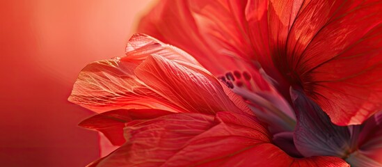 Aufkleber - Close up view of a flower with vibrant red petals in a copy space image