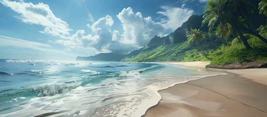 Poster - Scenic beach coastline with a captivating copy space image