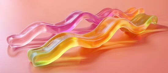 Poster - Chewy jelly candies with an elongated shape and texture make a delightful treat suitable for a copy space image