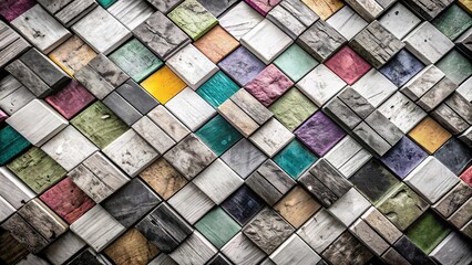 Aufkleber - A colorful mosaic made of wood and stone