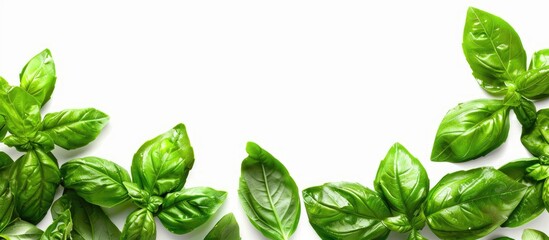 Aufkleber - High quality photo of green basil leaves isolated on a white background perfect for use as a copy space image