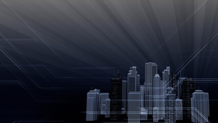 Wall Mural - network city communication technology business 3d illustration
