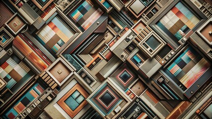 Poster - A colorful collage of frames and squares with a variety of colors and textures