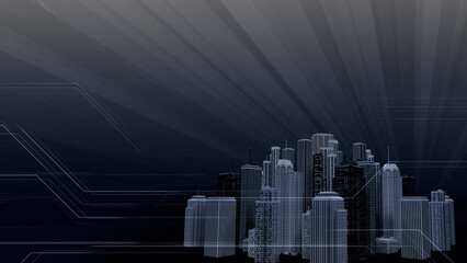 Wall Mural - network city communication technology business 3d illustration