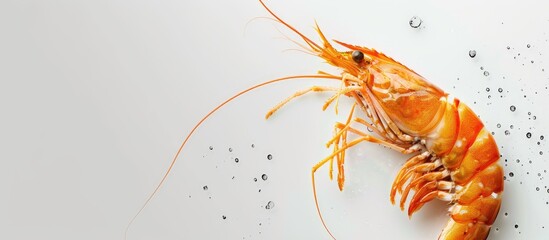 Poster - Tiger prawn seafood isolated on white background with copy space image