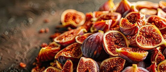 Poster - Sweet vegetarian food displayed in a pile of dehydrated figs creating an appetizing presentation with copy space image