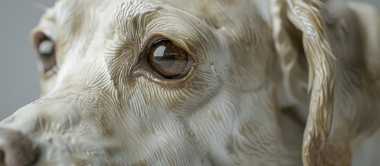 Poster - Close up of a porcelain dog with eye to eye contact in a photo with a clean unobstructed background for potential use as a copy space image
