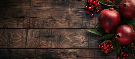 Poster - Rustic wood background featuring granadillas with copy space image