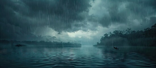 Aufkleber - During the rainy season the sky is often filled with rainclouds or nimbus creating a gloomy atmosphere and providing a perfect backdrop for a copy space image