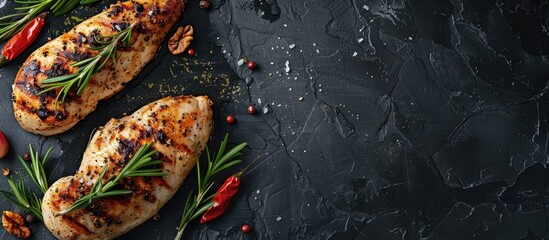 Poster - Preparation of a grilled chicken breast with copy space image