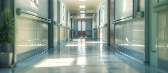 Poster - Blurry hospital hallway with no people suitable as a copy space image
