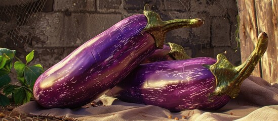 Poster - Organic purple eggplant a fresh and vibrant vegetable with a stunning appearance. . image with copy space
