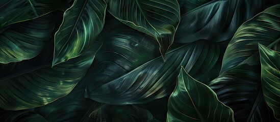 Aufkleber - Nature background wallpaper with a dark green leaf texture perfect for a tropical leaf cover page or any design requiring a copy space image