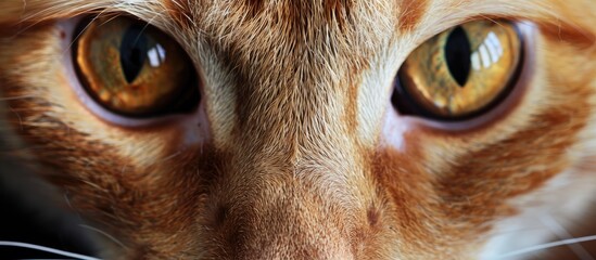 Poster - Close up photo of a ginger tabby cat with inflamed eyes in a clear image with ample empty space for text