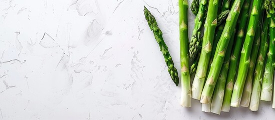 Poster - White background showcasing asparagus in a copy space image