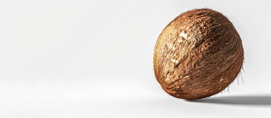 Poster - Fresh healthy and tasty coconut captured on a white backdrop with a subtle shadow for a clear copy space image