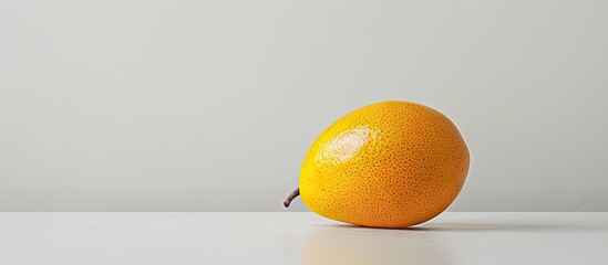 Poster - Fresh ripe yellow mango with a white background for copy space image Ideal for vegetarian menus and healthy eating concepts due to its juicy vitamin rich nature