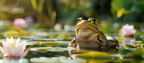Aufkleber - Frog located in the center with copy space image