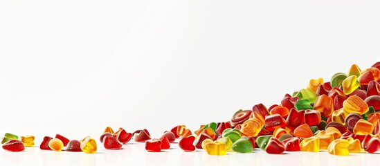 Poster - Colorful gummy candies displayed on a white background with ample copy space image