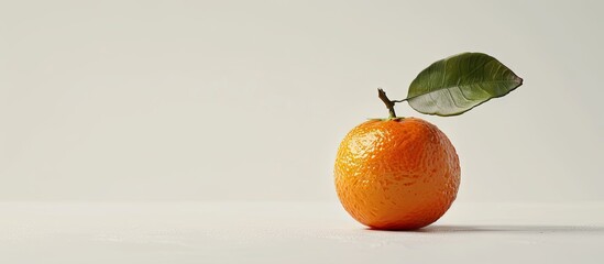 Poster - Portfolio includes an alternate perspective of a fresh mandarin on a white background featuring ample copy space image