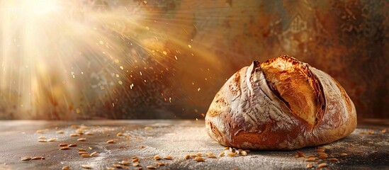 Poster - Freshly baked sourdough bread with copy space image
