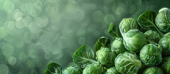 Aufkleber - Background with fresh Brussel sprouts with copy space image