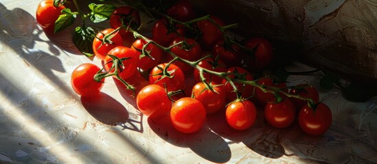 Poster - Authentic shadows add depth to a copy space image featuring Marmande tomatoes