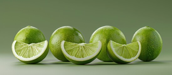 Aufkleber - Whole lime displayed whole chopped wedged and with copy space image