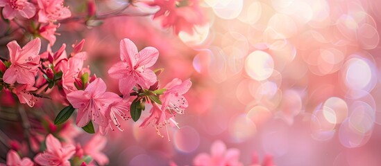 Poster - Spring background with blooming azalea flowers in a copy space image