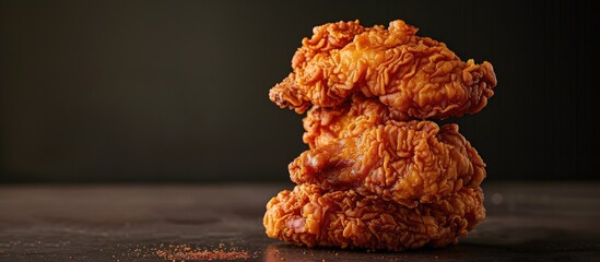 Poster - The copy space image showcases the delightful appeal of street food fried chicken