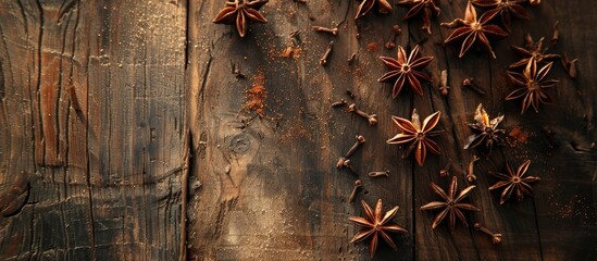 Poster - A stew recipe featuring star anise and cinnamon with a copy space image set on a wooden background