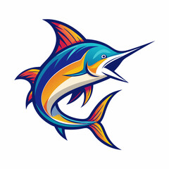 Canvas Print - marlin fish colorful logo mascot vector illustration 