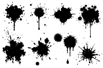 Wall Mural - Hand drawn graffiti template with splashes and drips of paint Grunge graphic stencil elements vector illustration