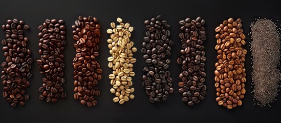 Poster - Various phases of coffee bean roasting with a copy space image