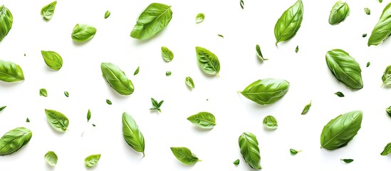 Aufkleber - High quality photo of green basil leaves isolated on a white background perfect for use as a copy space image