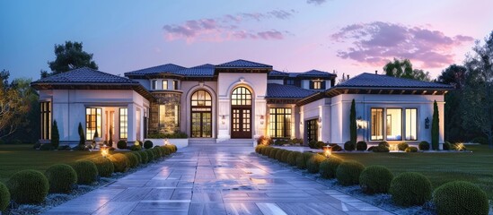 Wall Mural - exterior view of a newly built luxury home with empty copy space image