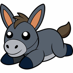 Canvas Print - donkey lying down vector illustration