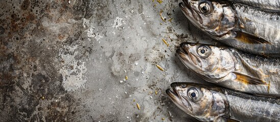Poster - One method of fish preservation involves using salted anchovies shown in a copy space image
