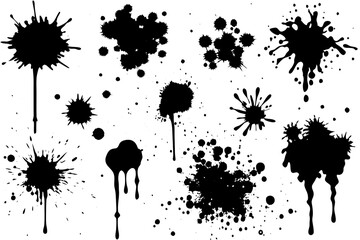 Wall Mural - Hand drawn graffiti template with splashes and drips of paint Grunge graphic stencil elements vector illustration