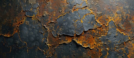 Aufkleber - A textured metal surface showing scratches and cracks suitable as a background for a copy space image