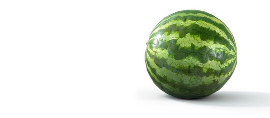 Poster - Fresh ripe watermelon against a white backdrop with a clipping path for easy removal perfect for use as a copy space image