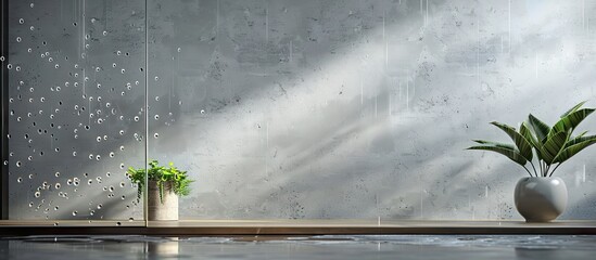 Aufkleber - Abstract gray wallpaper with raindrops on the glass creates a serene ambiance in the room perfect for a copy space image