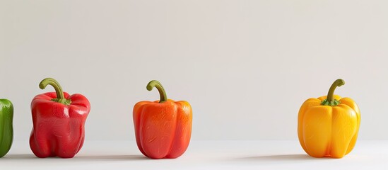 Poster - Three bell peppers on a white background with copy space image