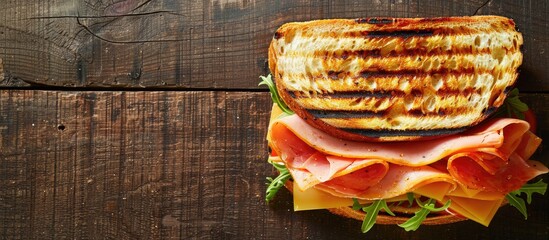 Poster - Grilled ham and cheese sandwich with copy space image