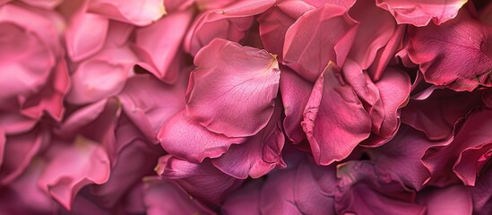 Poster - Detailed view of vibrant pink rose petals with copy space image