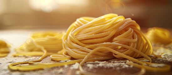 Poster - Homemade pasta is a delightful culinary creation that tastes exquisite. . image with copy space