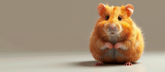 Poster - The hamster with orange fur eagerly waits for food with a copy space image
