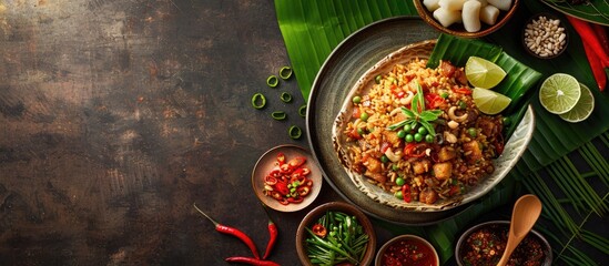 Poster - A popular Indonesian street food Timus Goreng is a simple traditional dish commonly cooked at home perfect for a copy space image
