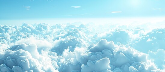 Aufkleber - Blue sky with fluffy clouds creating a beautiful panorama features a fluffy cloud in the backdrop with ample copy space image