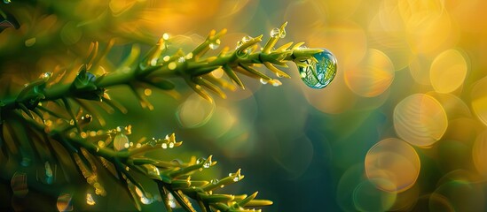 Aufkleber - A focused shot capturing a morning dewdrop on a plant with copy space image
